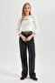 Fitted Corded Fabric Ribbed Knit Long Sleeve T-Shirt B3346Ax23Au - 2
