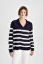 Regular Fit Polo Neck Striped Knitwear Sweater 3113771