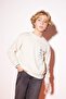 Boy's Crew Neck Pocket Printed Sweatshirt B5371A823Wn - 3