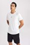 DeFactoFit Slim Fit Crew Neck Printed Athlete T-Shirt