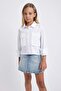 Cropped Pad Fit Poplin Long Sleeve Shirt Girls A8044A823Au - 3