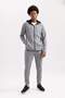 Slim Fit Slim Fit Hooded Skuba Scuba Fabric Zipper Athlete Sweatshirt A6956Ax23Au - 2