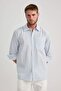 Relax Fit Polo Collar Striped Cotton Long Sleeve Shirt A9441Ax23Au - 4