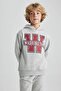 Boy's Hooded Printed Thick Sweatshirt B2054A823Wn - 5