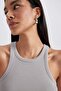 Slim Fit Halter Neck Corded Fabric Ribbed Knit Athlete X6705Az23Au - 5