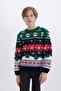 New Year's Themed Crew Neck Knitwear Sweater for Boys B2246A823Cw - 4