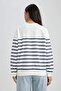 Relax Fit Crew Neck Striped Slim Sweatshirt A9255Ax23Wn - 6