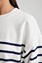 Relax Fit Crew Neck Striped Slim Sweatshirt A9255Ax23Wn - 5