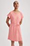 100% Cotton A-Line Crew Neck Combed Cotton Short Sleeve Dress B0655Axns - 5
