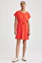 100% Cotton A-Line Crew Neck Combed Cotton Short Sleeve Dress B0655Axns - 2