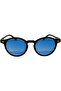 Lea Unisex Blue Sunglasses Black Frame with Round Blue Glass - 5
