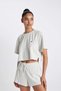 Cropped Fit Crew Neck Sports Ribbed Short Sleeve T-Shirt A9916Ax23Hs - 4