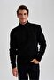 Standard Fit Regular Cut Half Turtleneck Basic Plain Knitwear Sweater A9517Ax23Wn