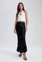 A-Line Regular Waist Satin Midi Skirt B1867Ax23Au