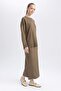 A-Line Basic Plain Knitwear Maxi Skirt A9808Ax23Wn - 4