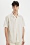 Regular Fit Summer Lapel Collar Textured Short Sleeve Shirt A9335Ax23Hs