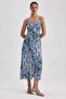 Heart Collar Ethnic Patterned Moroccan Midi Strap Dress A9178Ax23Hs - 6