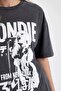 Blondie Oversized Crew Neck 100% Cotton Short Sleeve Washed Faded Effect T-Shirt B1156Ax23Au - 5