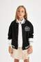 Girl's College Collar Thick Fabric Inside Soft Furry Bomber Cardigan A4816A823Au - 8