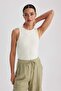 Slim Fit Halter Neck Corded Fabric Ribbed Knit Athlete A8859Ax23Hs - 6