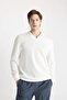 Regular Fit Polo Neck Jacquard Knitwear Sweatshirt A9785Ax23Au - 3