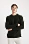 Standard Fit Regular Cut Crew Neck Jacquard Knitwear Sweater A5234Ax23Wn - 4