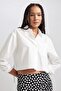 Crop Poplin Long Sleeve 100% Cotton Shirt B0873Axwt32 - 4