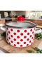 Red Polka Dot Piece Enamel Pot with Glass Lid 18 cm 2.5 Liter Retro Design