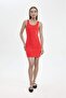 فستان Coool Bodycon قصير من القماش المضلع ذو اللون الأحمر A0732AX23SM - 2