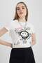 Coool Smileyworld Fitted Corded Fabric Ribbed Knit Short Sleeve T-Shirt A5612Ax23Sm - 4