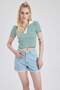 Fitted Polo Neck Striped Short Sleeve T-Shirt A0380Ax23Sm - 5