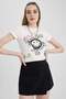 Coool Smileyworld Fitted Corded Fabric Ribbed Knit Short Sleeve T-Shirt A5612Ax23Sm - 7