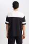 Defactofit Oversize Fit Crew Neck Sports Printed Athlete Short Sleeve T-Shirt A1696Ax23Sm - 6