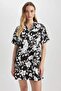 Shirt Collar Pattern Terry Cotton Mini Short Sleeve Dress Z7663Az23Sm - 7
