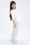 Wide Leg Ripped Detailed Wide Leg Jean Trousers for Girls Z4708A623Sm - 4