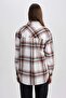 Coool Oversized Fit Checked Long Sleeve Flannel Shirt U7539Az23Sp - 6