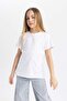 Girl's White Crew Neck Short Sleeve School t Shirt Z7718A623Sm