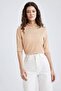 Slim Fit Half Turtleneck Corded Fabric Ribbed Knit Short Sleeve T-Shirt V6845Az23Sp - 6
