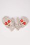 Girl's Cherry Patterned Knitwear Fingerless Gloves V1291A622Wn - 2