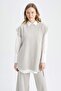 Regular Fit Crew Neck Basic Plain Sweater with Side Tie Detail Y1323Az22Wn - 5