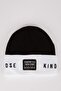 Girl's Knitted Beanie with Lettering Figures V2263A622Wn - 2