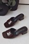 Comfy Women's Pointed Toe Tape Detailed Short Block Heels Slipper Sandals