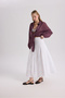 Sera Pile Detail White Long Skirt
