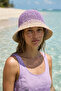 Women's Lilac Hand Knitted Straw Hat Hsr2072 - 2