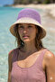 Women's Lilac Hand Knitted Straw Hat Hsr2072 - 5