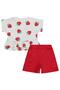 Strawberry Print Shorts Set for 6-18 Months - Ecru 9-12 Months - 2