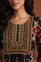 Cotton Blend – Ladies A-Line Maxi Ethnic Pattern Embroidered Jalabiya (Black Multi) - 3