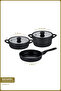 Arista 5-Piece Ceramic Cast Iron Cookware Set with Glass Lids, Black - 2