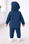 Hooded Baby Jacket Navy 100% Cotton - 3