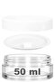 50 ml Plastic White Cap and 50 cc Clear Glass Cream Jar with Inner Lid (1 Piece)